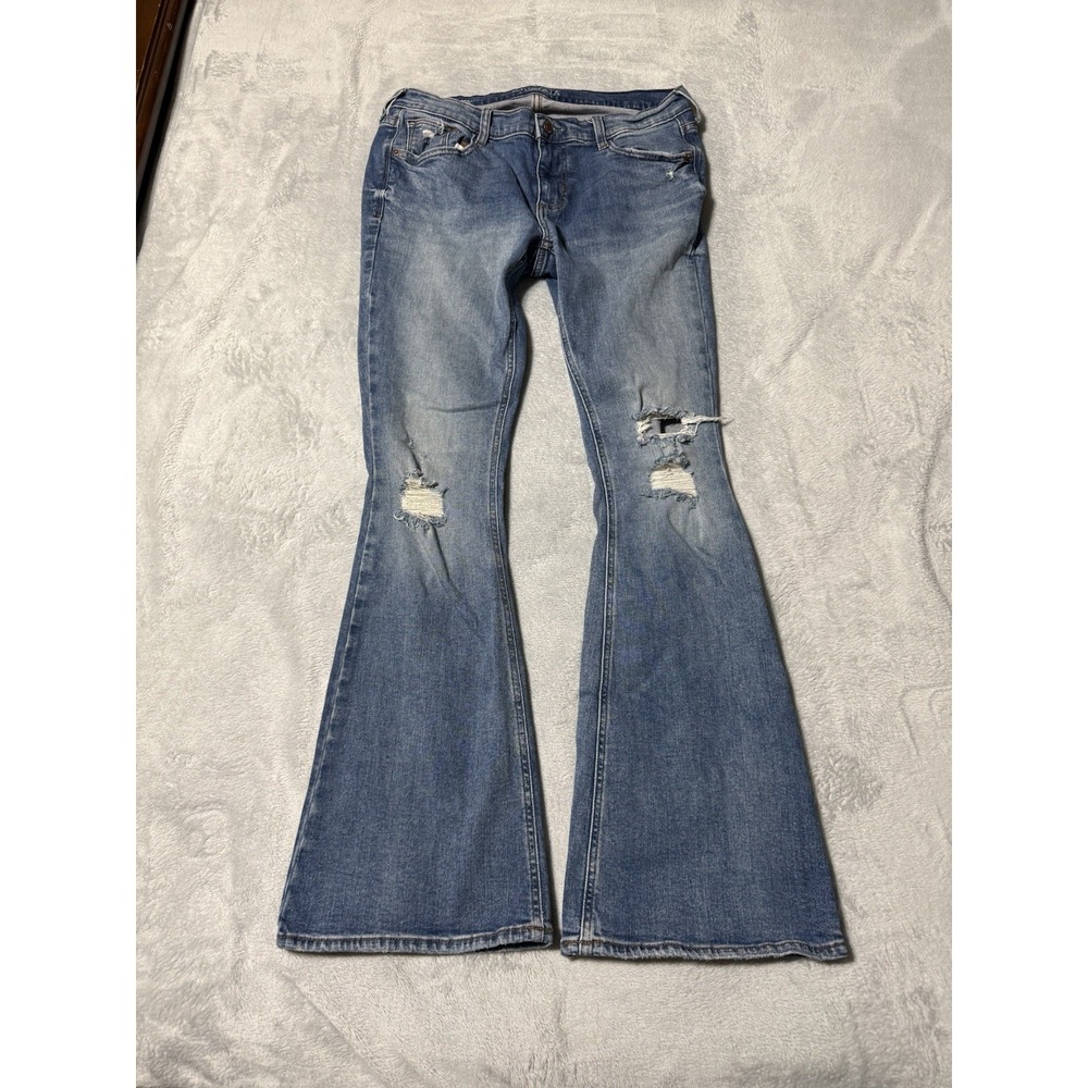 Arizona Jeans Womens 9 Blue Extreme Low Rise Y2K Flare Stretch Denim 31x31